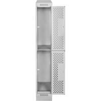Clean Line Lockers, 2 -tier, 12" x 12" x 82", Steel, Grey, Rivet (Assembled), Perforated Les Fournitures Industrielles Méga