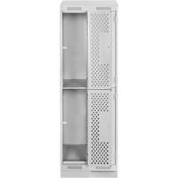 Clean Line Lockers, 2 -tier, Bank of 2, 24" x 18" x 82", Steel, Grey, Rivet (Assembled), Perforated Les Fournitures Industrielles Méga