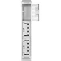 Clean Line Lockers, 3 -tier, 12" x 15" x 82", Steel, Grey, Rivet (Assembled), Perforated Les Fournitures Industrielles Méga
