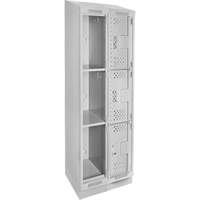 Clean Line Lockers, 3 -tier, Bank of 2, 24" x 15" x 82", Steel, Grey, Rivet (Assembled), Perforated Les Fournitures Industrielles Méga