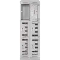 Clean Line Lockers, 3 -tier, Bank of 2, 24" x 15" x 82", Steel, Grey, Rivet (Assembled), Perforated Les Fournitures Industrielles Méga