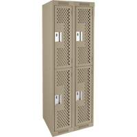 Clean Line Lockers, 2 -tier, Bank of 2, 24" x 15" x 72", Steel, Beige, Rivet (Assembled), Perforated Les Fournitures Industrielles Méga