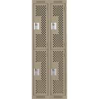 Clean Line Lockers, 2 -tier, Bank of 2, 24" x 15" x 72", Steel, Beige, Rivet (Assembled), Perforated Les Fournitures Industrielles Méga