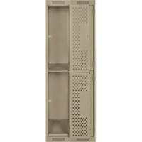 Clean Line Lockers, 2 -tier, Bank of 2, 24" x 15" x 72", Steel, Beige, Rivet (Assembled), Perforated Les Fournitures Industrielles Méga