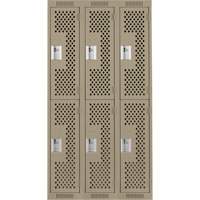 Casiers Clean Line, 2 niveaux, Bloc de 3, 36" x 15" x 72", Acier, Beige, Rivet (assembl&eacute;), Perfor&eacute; Les Fournitures Industrielles Méga