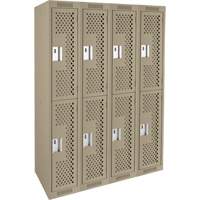 Casiers Clean Line, 2 niveaux, Bloc de 4, 48" x 15" x 72", Acier, Beige, Rivet (assembl&eacute;), Perfor&eacute; Les Fournitures Industrielles Méga