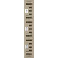 Clean Line Lockers, 3 -tier, 12" x 12" x 72", Steel, Beige, Rivet (Assembled), Perforated Les Fournitures Industrielles Méga