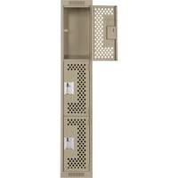 Clean Line Lockers, 3 -tier, 12" x 12" x 72", Steel, Beige, Rivet (Assembled), Perforated Les Fournitures Industrielles Méga