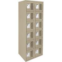 Assembled Lockerettes Clean Line Perforated Economy Lockers, 6 -tier, Bank of 2, 18" x 72" x 12", Steel Les Fournitures Industrielles Méga