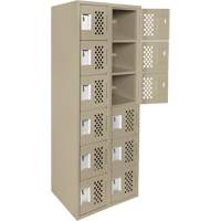 Assembled Lockerettes Clean Line Perforated Economy Lockers, 6 -tier, Bank of 2, 18" x 72" x 12", Steel Les Fournitures Industrielles Méga