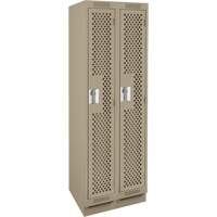 Clean Line Lockers, Bank of 2, 24" x 18" x 76", Steel, Beige, Rivet (Assembled), Perforated Les Fournitures Industrielles Méga