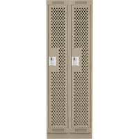 Clean Line Lockers, Bank of 2, 24" x 18" x 76", Steel, Beige, Rivet (Assembled), Perforated Les Fournitures Industrielles Méga