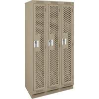 Clean Line Lockers, Bank of 3, 36" x 18" x 76", Steel, Beige, Rivet (Assembled), Perforated Les Fournitures Industrielles Méga