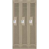 Clean Line Lockers, Bank of 3, 36" x 18" x 76", Steel, Beige, Rivet (Assembled), Perforated Les Fournitures Industrielles Méga