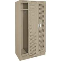 Clean Line Lockers, Bank of 3, 36" x 18" x 76", Steel, Beige, Rivet (Assembled), Perforated Les Fournitures Industrielles Méga