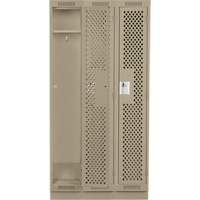 Clean Line Lockers, Bank of 3, 36" x 18" x 76", Steel, Beige, Rivet (Assembled), Perforated Les Fournitures Industrielles Méga
