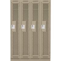 Clean Line Lockers, Bank of 4, 48" x 18" x 76", Steel, Beige, Rivet (Assembled), Perforated Les Fournitures Industrielles Méga