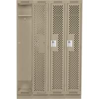 Clean Line Lockers, Bank of 4, 48" x 18" x 76", Steel, Beige, Rivet (Assembled), Perforated Les Fournitures Industrielles Méga