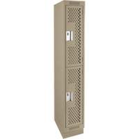 Clean Line Lockers, 2 -tier, 12" x 15" x 76", Steel, Beige, Rivet (Assembled), Perforated Les Fournitures Industrielles Méga