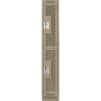 Clean Line Lockers, 2 -tier, 12" x 15" x 76", Steel, Beige, Rivet (Assembled), Perforated Les Fournitures Industrielles Méga