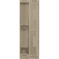 Clean Line Lockers, 2 -tier, Bank of 2, 24" x 15" x 76", Steel, Beige, Rivet (Assembled), Perforated Les Fournitures Industrielles Méga
