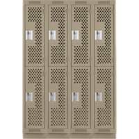 Clean Line Lockers, 2 -tier, Bank of 4, 48" x 15" x 76", Steel, Beige, Rivet (Assembled), Perforated Les Fournitures Industrielles Méga