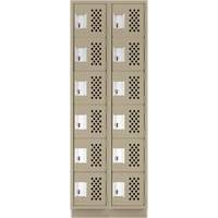 Clean-Line Perforated Lockerette, 6 -tier, Bank of 2, 12" x 72" x 12", Steel Les Fournitures Industrielles Méga