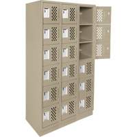 Clean-Line Perforated Lockerette, 6 -tier, Bank of 3, 12" x 72" x 12", Steel Les Fournitures Industrielles Méga