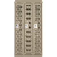 Clean Line Lockers, Bank of 3, 36" x 18" x 82", Steel, Beige, Rivet (Assembled), Perforated Les Fournitures Industrielles Méga