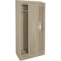 Clean Line Lockers, Bank of 3, 36" x 18" x 82", Steel, Beige, Rivet (Assembled), Perforated Les Fournitures Industrielles Méga
