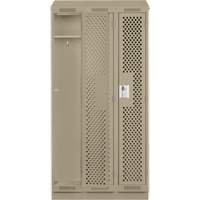 Clean Line Lockers, Bank of 3, 36" x 18" x 82", Steel, Beige, Rivet (Assembled), Perforated Les Fournitures Industrielles Méga