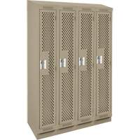 Clean Line Lockers, Bank of 4, 48" x 18" x 82", Steel, Beige, Rivet (Assembled), Perforated Les Fournitures Industrielles Méga