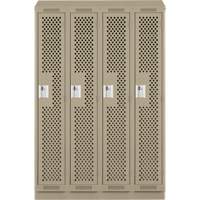 Clean Line Lockers, Bank of 4, 48" x 18" x 82", Steel, Beige, Rivet (Assembled), Perforated Les Fournitures Industrielles Méga