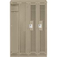 Clean Line Lockers, Bank of 4, 48" x 18" x 82", Steel, Beige, Rivet (Assembled), Perforated Les Fournitures Industrielles Méga