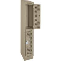 Clean Line Lockers, 2 -tier, 12" x 12" x 82", Steel, Beige, Rivet (Assembled), Perforated Les Fournitures Industrielles Méga