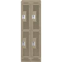 Clean Line Lockers, 2 -tier, Bank of 2, 24" x 12" x 82", Steel, Beige, Rivet (Assembled), Perforated Les Fournitures Industrielles Méga