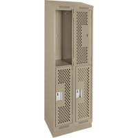 Clean Line Lockers, 2 -tier, Bank of 2, 24" x 12" x 82", Steel, Beige, Rivet (Assembled), Perforated Les Fournitures Industrielles Méga
