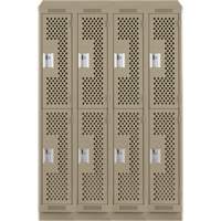 Clean Line Lockers, 2 -tier, Bank of 4, 48" x 12" x 82", Steel, Beige, Rivet (Assembled), Perforated Les Fournitures Industrielles Méga