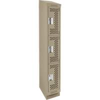 Clean Line Lockers, 3 -tier, 12" x 15" x 82", Steel, Beige, Rivet (Assembled), Perforated Les Fournitures Industrielles Méga