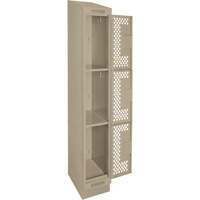 Clean Line Lockers, 3 -tier, 12" x 15" x 82", Steel, Beige, Rivet (Assembled), Perforated Les Fournitures Industrielles Méga