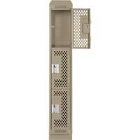 Clean Line Lockers, 3 -tier, 12" x 15" x 82", Steel, Beige, Rivet (Assembled), Perforated Les Fournitures Industrielles Méga