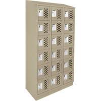 Assembled Lockerettes Clean Line Perforated Economy Lockers, 6 -tier, Bank of 3, 18" x 72" x 12", Steel Les Fournitures Industrielles Méga
