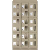 Assembled Lockerettes Clean Line Perforated Economy Lockers, 6 -tier, Bank of 3, 18" x 72" x 12", Steel Les Fournitures Industrielles Méga