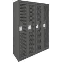 Clean Line Lockers, Bank of 4, 48" x 12" x 72", Steel, Charcoal, Rivet (Assembled), Perforated Les Fournitures Industrielles Méga