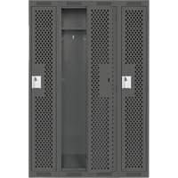 Clean Line Lockers, Bank of 4, 48" x 12" x 72", Steel, Charcoal, Rivet (Assembled), Perforated Les Fournitures Industrielles Méga