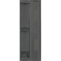Clean Line Lockers, 2 -tier, Bank of 2, 24" x 15" x 72", Steel, Charcoal, Rivet (Assembled), Perforated Les Fournitures Industrielles Méga