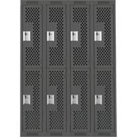 Casiers Clean Line, 2 niveaux, Bloc de 4, 48" x 15" x 72", Acier, Charbon, Rivet (assembl&eacute;), Perfor&eacute; Les Fournitures Industrielles Méga