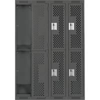 Casiers Clean Line, 2 niveaux, Bloc de 4, 48" x 15" x 72", Acier, Charbon, Rivet (assembl&eacute;), Perfor&eacute; Les Fournitures Industrielles Méga