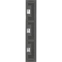 Clean Line Lockers, 3 -tier, 12" x 12" x 72", Steel, Charcoal, Rivet (Assembled), Perforated Les Fournitures Industrielles Méga