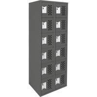 Assembled Lockerettes Clean Line Perforated Economy Lockers, 6 -tier, Bank of 2, 18" x 72" x 12", Steel Les Fournitures Industrielles Méga